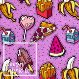Fifi 'Purple' Cotton Lycra Digital Print Fabric