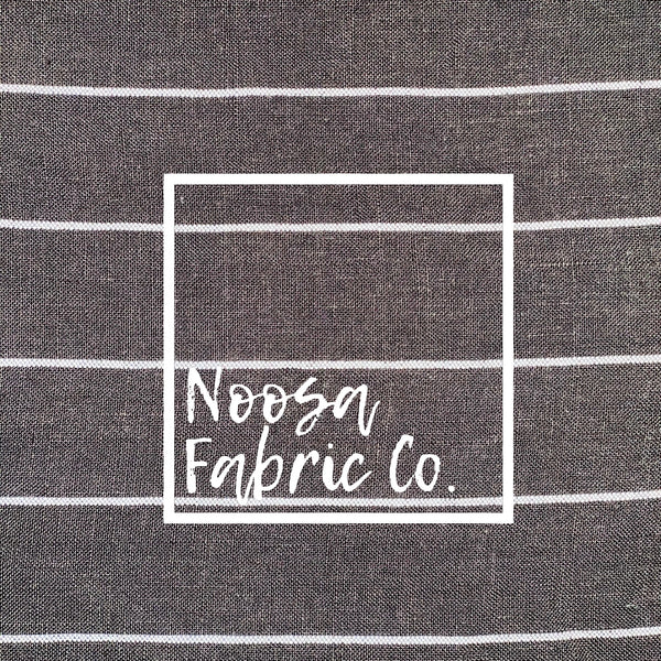 White Stripe on 'Charcoal' 100% Pure Linen