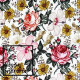 Nicole 'White' Cotton Lycra Digital Print Fabric